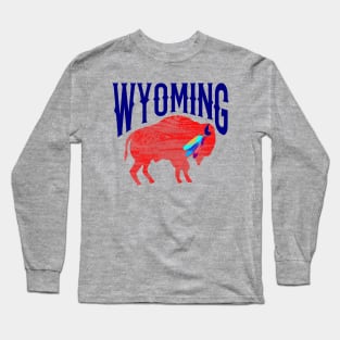 Wyoming Buffalo Eagle Feathers Long Sleeve T-Shirt